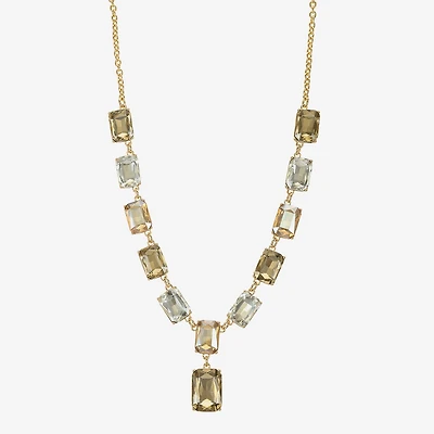 Monet Jewelry Gold Tone Womens Brown Glass 18 Inch Y Necklace
