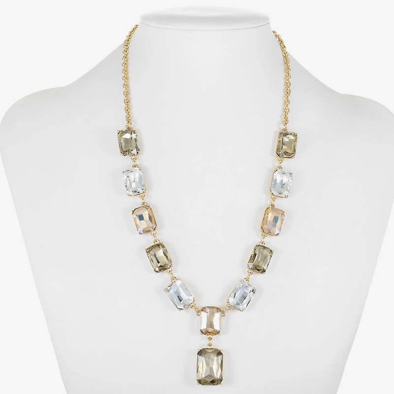 Monet Jewelry Gold Tone Womens Brown Glass 18 Inch Y Necklace