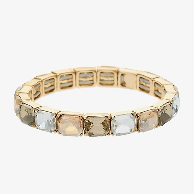 Monet Jewelry Gold Tone Womens Brown Glass Rectangular Stretch Bracelet