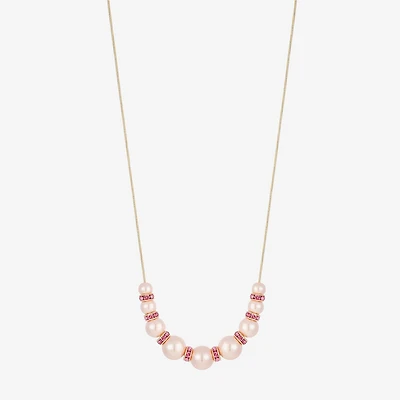 Monet Jewelry Gold Tone & Pink Womens 17 Inch Collar Necklace