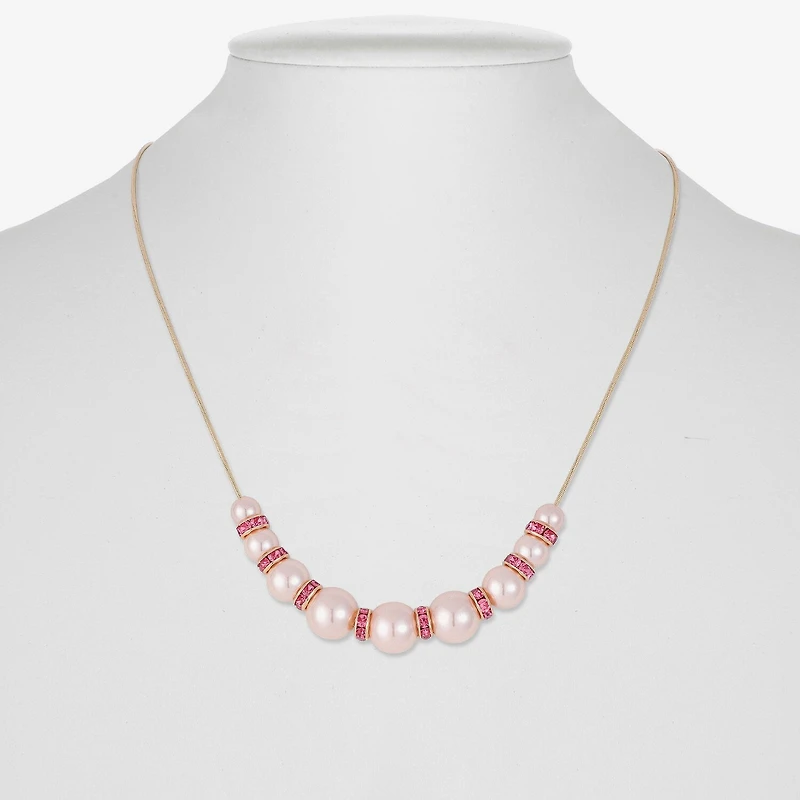 Monet Jewelry Gold Tone & Pink Womens 17 Inch Collar Necklace