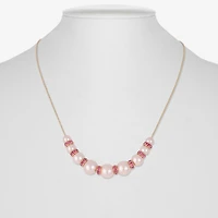 Monet Jewelry Gold Tone & Pink Womens 17 Inch Collar Necklace