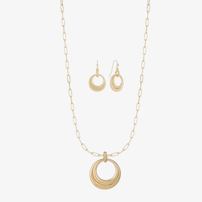 Liz Claiborne Orbital Pendant Necklace & Drop Earring Womens 2-pc. Jewelry Set