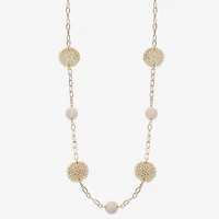 Liz Claiborne Gold Tone Raffia Womens 36 Inch Strand Necklace