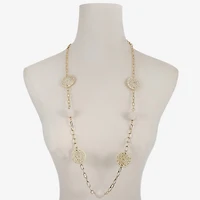 Liz Claiborne Gold Tone Raffia Womens 36 Inch Strand Necklace