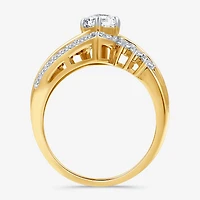 (G, Si1-Si2) Womens 2 CT. T.W. Lab Grown White Diamond 10K Gold Marquise Side Stone Cocktail Ring
