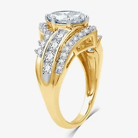 (G, Si1-Si2) Womens 2 CT. T.W. Lab Grown White Diamond 10K Gold Marquise Side Stone Cocktail Ring