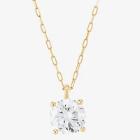 (H-I / Si1-Si2) Womens 2 CT. Lab Grown White Diamond 14K Gold Paperclip Round 18 Inch Pendant Necklace