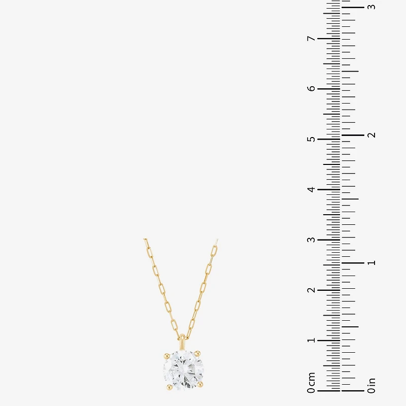 (H-I / Si1-Si2) Womens 2 CT. Lab Grown White Diamond 14K Gold Paperclip Round 18 Inch Pendant Necklace