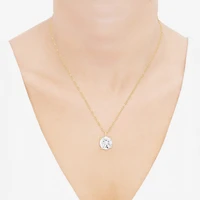 (H-I / Si1-Si2) Womens 2 CT. Lab Grown White Diamond 14K Gold Paperclip Round 18 Inch Pendant Necklace