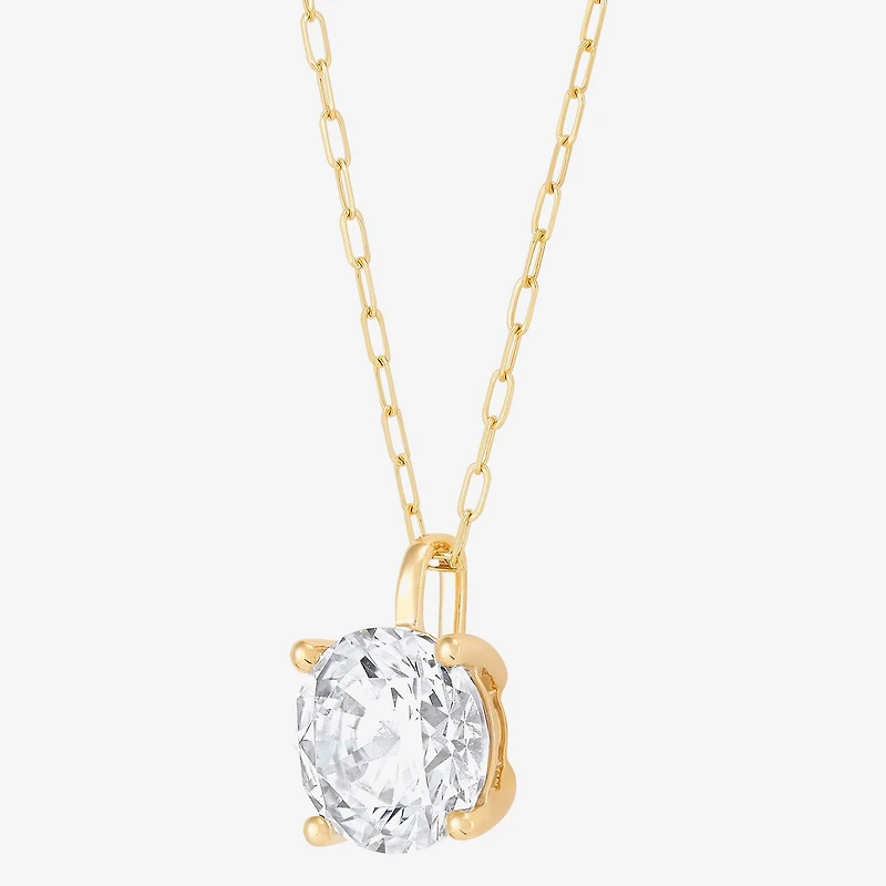 (H-I / Si1-Si2) Womens 2 CT. Lab Grown White Diamond 14K Gold Paperclip Round 18 Inch Pendant Necklace