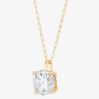 (H-I / Si1-Si2) Womens 2 CT. Lab Grown White Diamond 14K Gold Paperclip Round 18 Inch Pendant Necklace