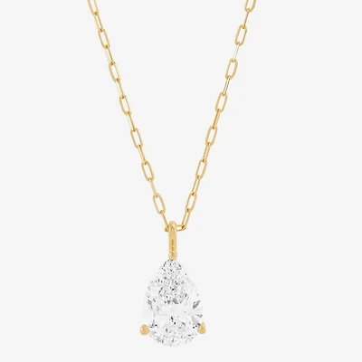 (H-I / Si1-Si2) Womens 2 CT. Lab Grown White Diamond 14K Gold Pear 18 Inch Pendant Necklace