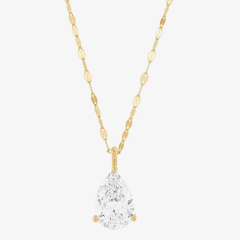 (H-I / Si1-Si2) Womens 2 CT. Lab Grown White Diamond 14K Gold Pear 18 Inch Pendant Necklace