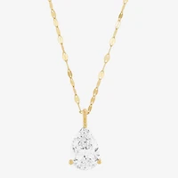 (H-I / Si1-Si2) Womens 2 CT. Lab Grown White Diamond 14K Gold Pear 18 Inch Pendant Necklace