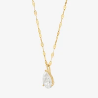 (H-I / Si1-Si2) Womens 2 CT. Lab Grown White Diamond 14K Gold Pear 18 Inch Pendant Necklace