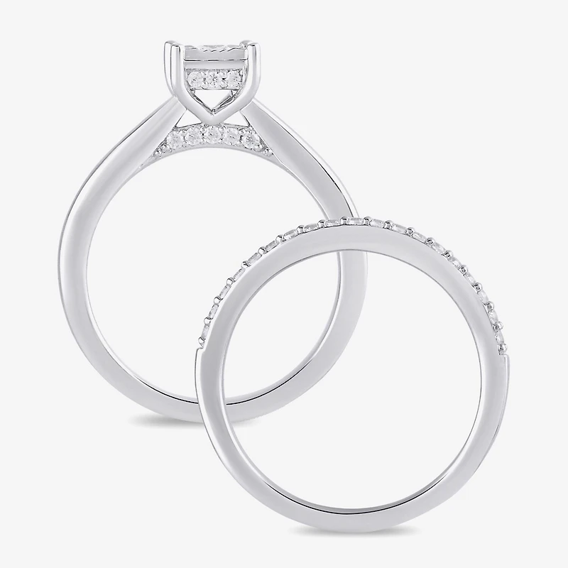 Surrounded by Love (H / I1-I2) Womens 1/2 CT. T.W. Lab Grown White Diamond Sterling Silver Halo Bridal Set