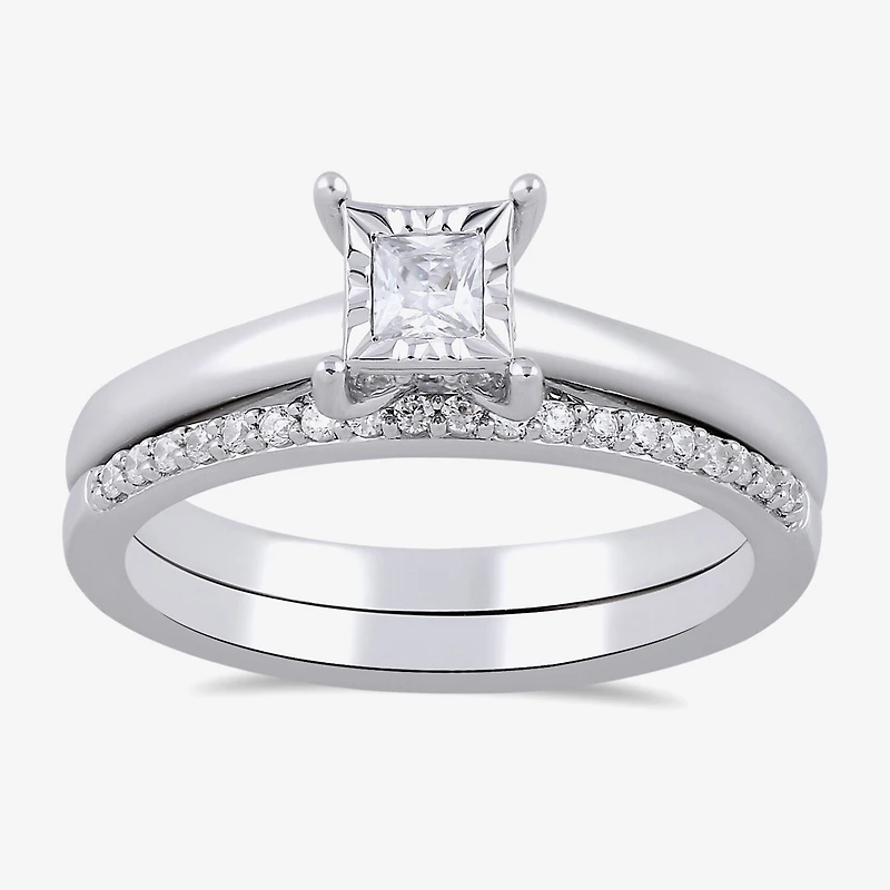 Surrounded by Love (H / I1-I2) Womens 1/2 CT. T.W. Lab Grown White Diamond Sterling Silver Halo Bridal Set