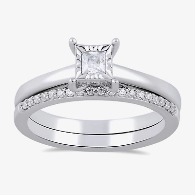 Surrounded by Love (H / I1-I2) Womens 1/2 CT. T.W. Lab Grown White Diamond Sterling Silver Halo Bridal Set