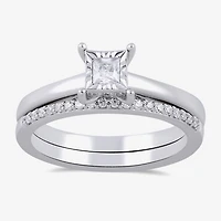 Surrounded by Love (H / I1-I2) Womens 1/2 CT. T.W. Lab Grown White Diamond Sterling Silver Halo Bridal Set