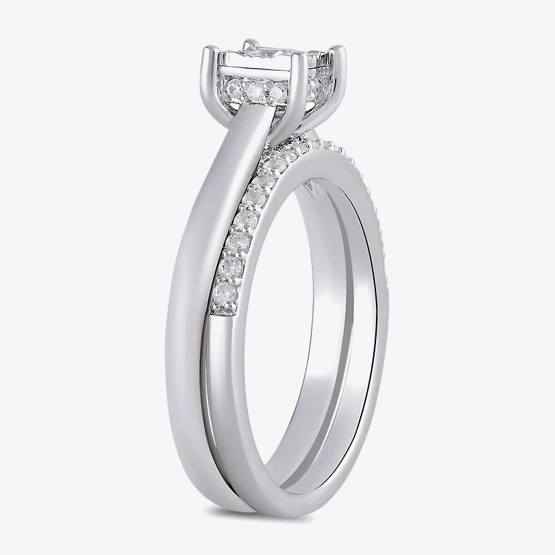 Surrounded by Love (H / I1-I2) Womens 1/2 CT. T.W. Lab Grown White Diamond Sterling Silver Halo Bridal Set