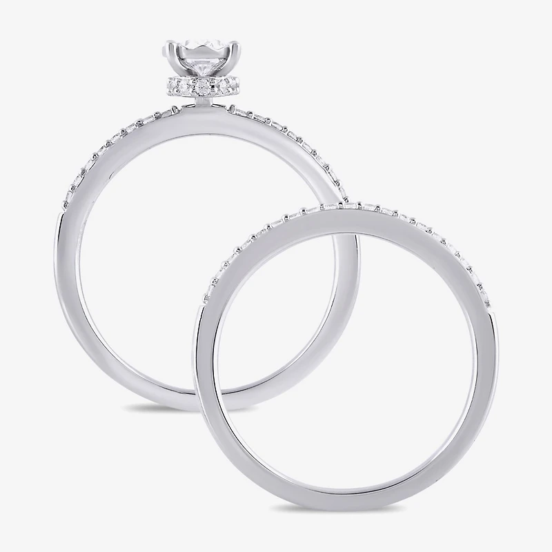 Surrounded by Love (H / I1-I2) Womens 5/8 CT. T.W. Lab Grown White Diamond Sterling Silver Oval Side Stone Bridal Set