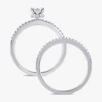 Surrounded by Love (H / I1-I2) Womens 5/8 CT. T.W. Lab Grown White Diamond Sterling Silver Oval Side Stone Bridal Set
