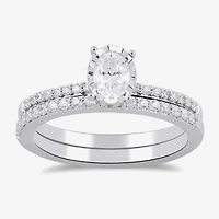 Surrounded by Love (H / I1-I2) Womens 5/8 CT. T.W. Lab Grown White Diamond Sterling Silver Oval Side Stone Bridal Set