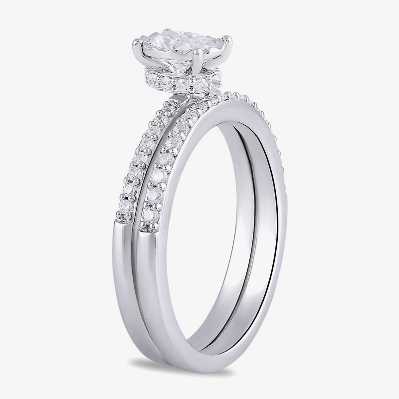 Surrounded by Love (H / I1-I2) Womens 5/8 CT. T.W. Lab Grown White Diamond Sterling Silver Oval Side Stone Bridal Set