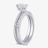 Surrounded by Love (H / I1-I2) Womens 5/8 CT. T.W. Lab Grown White Diamond Sterling Silver Oval Side Stone Bridal Set