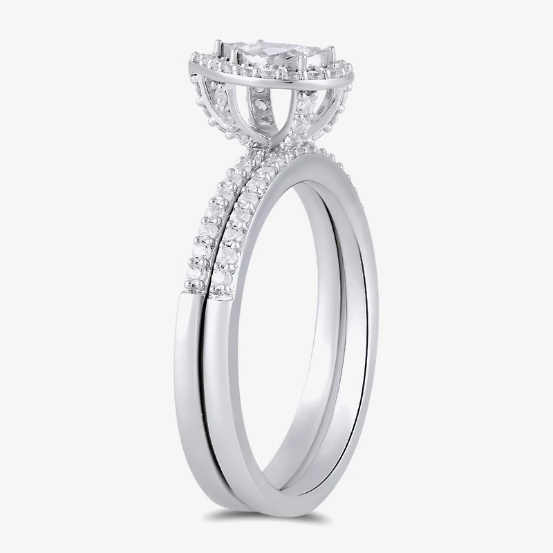 Surrounded by Love (H / I1-I2) Womens 5/8 CT. T.W. Lab Grown White Diamond Sterling Silver Pear Side Stone Bridal Set