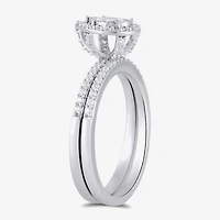 Surrounded by Love (H / I1-I2) Womens 5/8 CT. T.W. Lab Grown White Diamond Sterling Silver Pear Side Stone Bridal Set