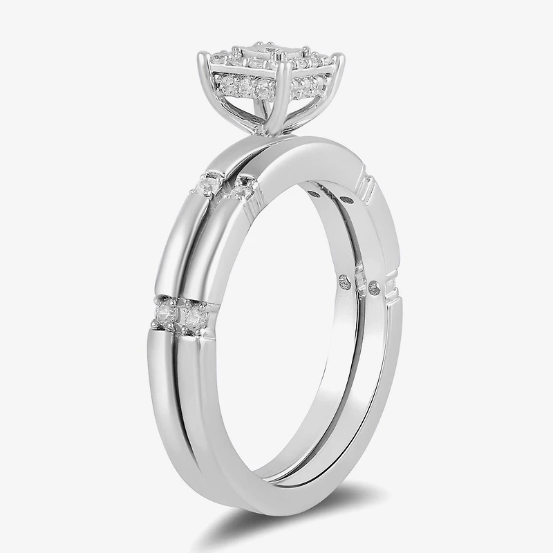 Surrounded by Love (H / I1-I2) Womens 1/4 CT. T.W. Lab Grown White Diamond Sterling Silver Halo Bridal Set