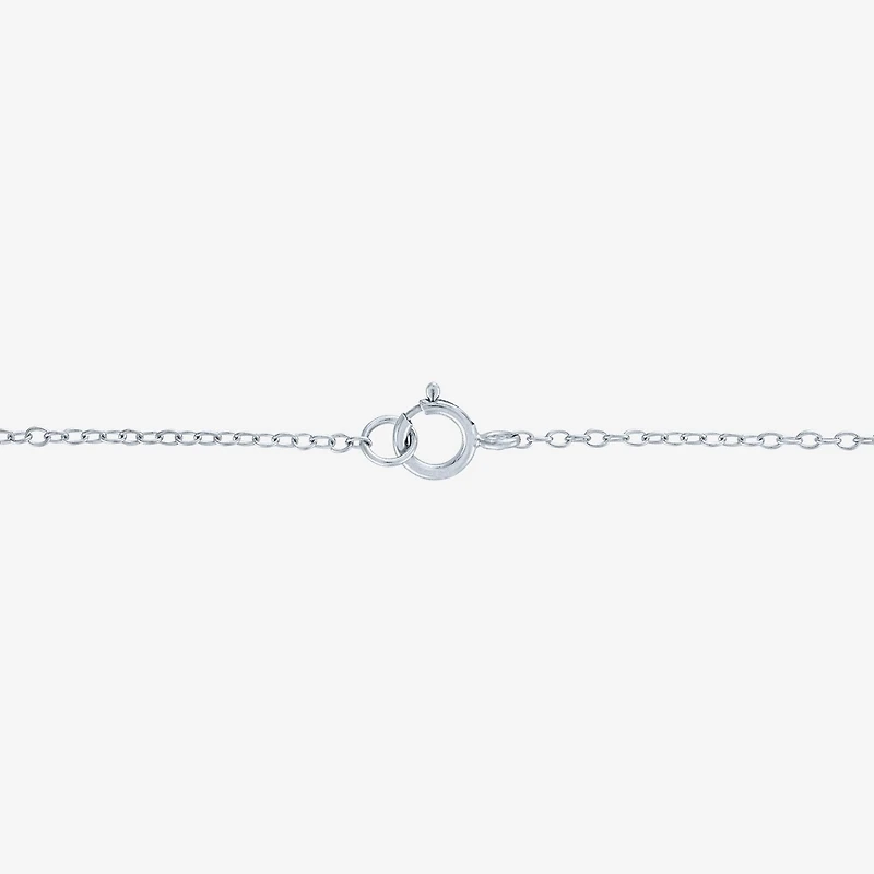 Yes Please! "Mom" Womens Lab Created White Sapphire Sterling Silver 18 Inch Pendant Necklace