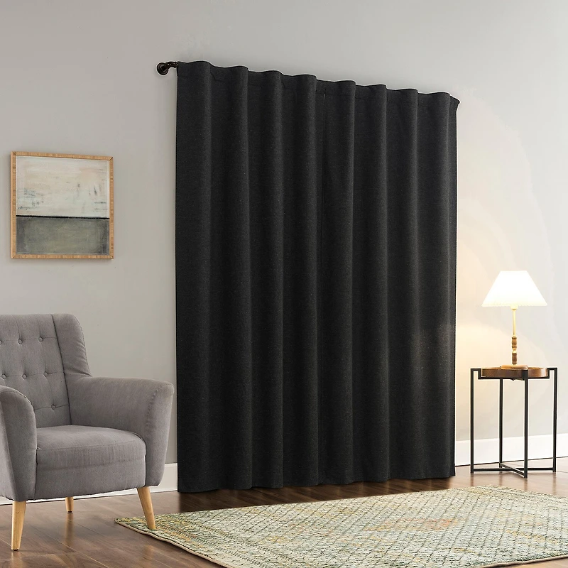 Sun Zero Treviso Back Tab Energy Saving 100% Blackout Single Curtain Panel