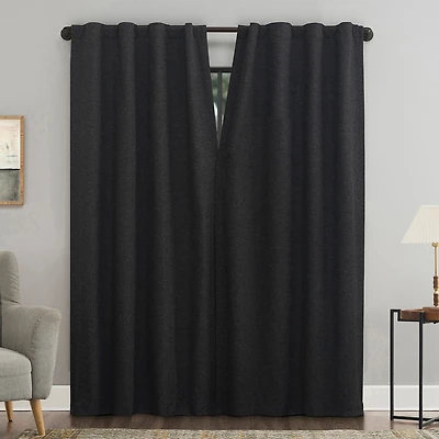 Sun Zero Treviso Back Tab Energy Saving 100% Blackout Single Curtain Panel