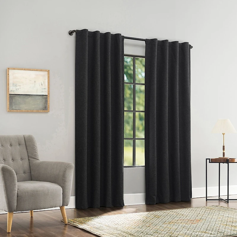 Sun Zero Treviso Back Tab Energy Saving 100% Blackout Single Curtain Panel