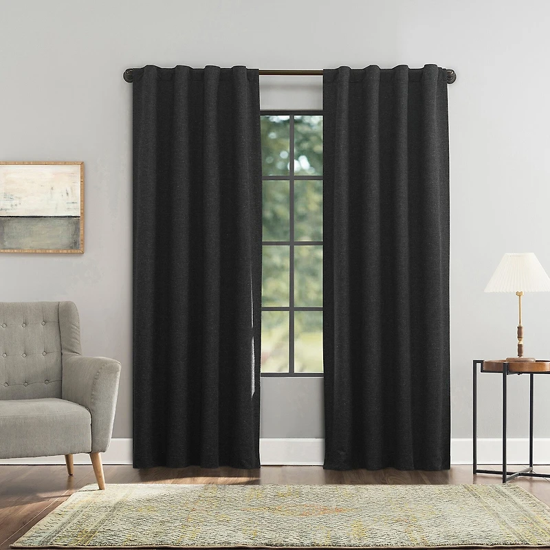 Sun Zero Treviso Back Tab Energy Saving 100% Blackout Single Curtain Panel