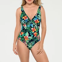 Liz Claiborne Womens Exotic Tropical Floral Monokini One Piece Swimsuit