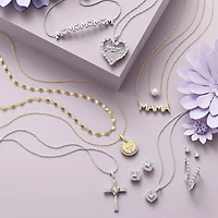 Yes, Please! "Mom" Womens 1/10 CT. T.W. Natural White Diamond Sterling Silver Heart 18 Inch Pendant Necklace