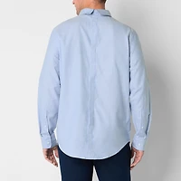 St. John's Bay Performance Oxford Mens Easy-on + Easy-off Seated Wear Long Sleeve Classic Fit Button-Down Shirt