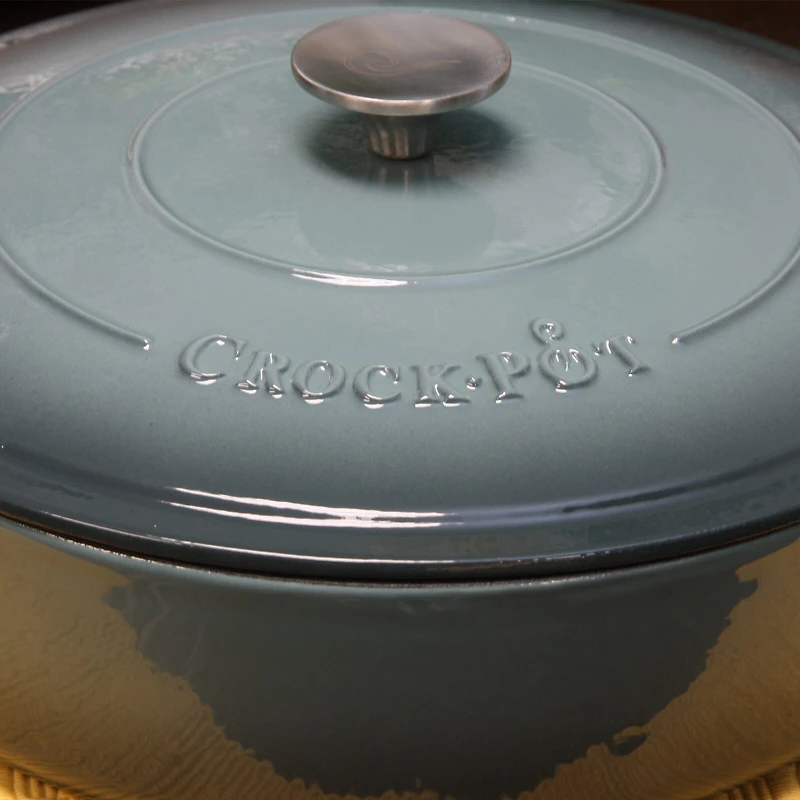 Crock Pot Artisan Enameled 5 Quart Cast Iron Round Braising Pan with Self Basting Lid