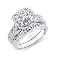 Womens 1 1/10 CT. T.W. Natural White Diamond 10K Gold Cushion Bridal Set