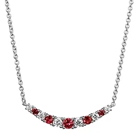 Womens Lab Grown Red Ruby & 1/5 CT. T.W. Lab Grown White Diamond Sterling Silver Pendant Necklace