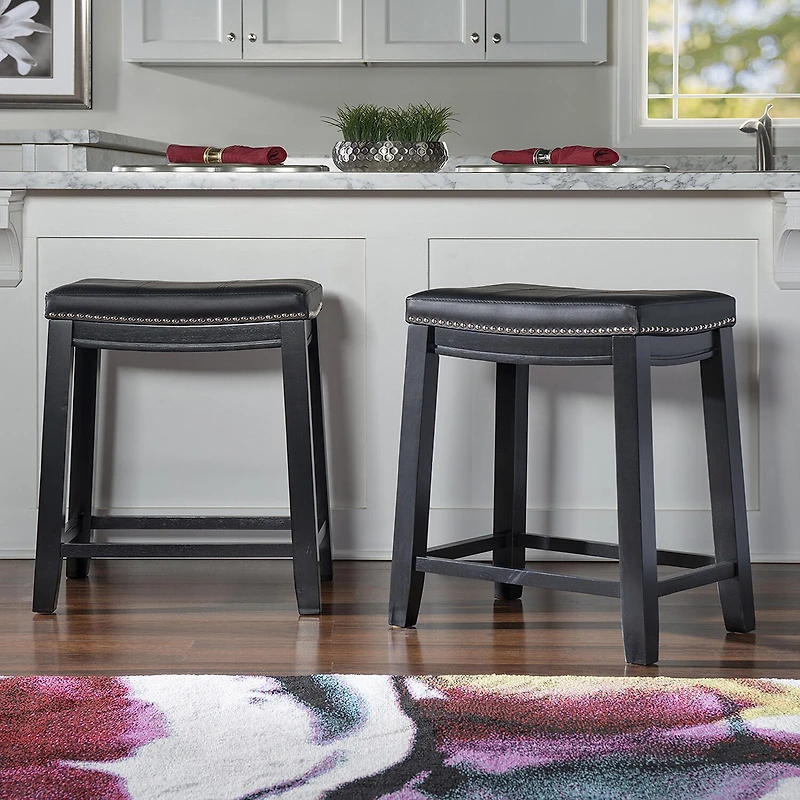 Linon Lakeland Upholstered Backless Counter Stool