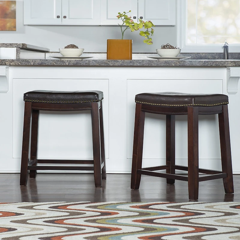 Linon Lakeland Upholstered Backless Counter Stool