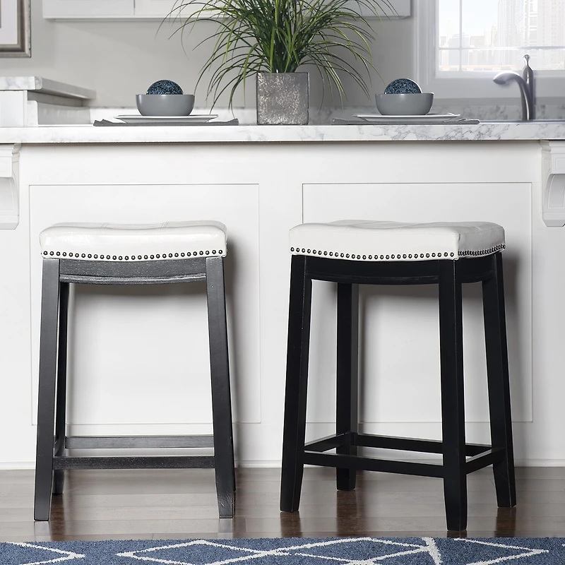 Linon Lakeland Upholstered Backless Counter Stool