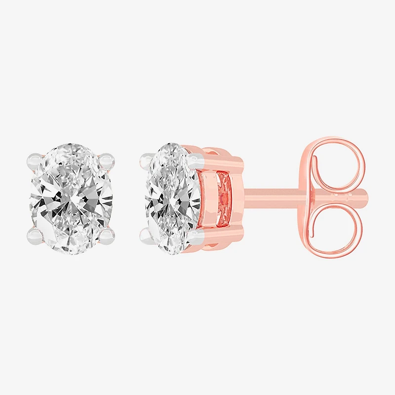 (H-I / SI1-SI2) 1/2 CT. T.W. Lab Grown White Diamond 14K Gold 4.6mm Oval Stud Earrings