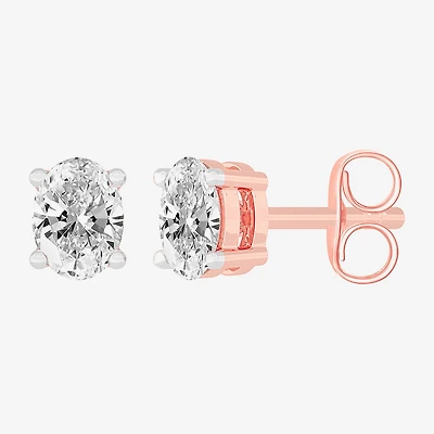 (H-I / SI1-SI2) 1/2 CT. T.W. Lab Grown White Diamond 14K Gold 4.6mm Oval Stud Earrings