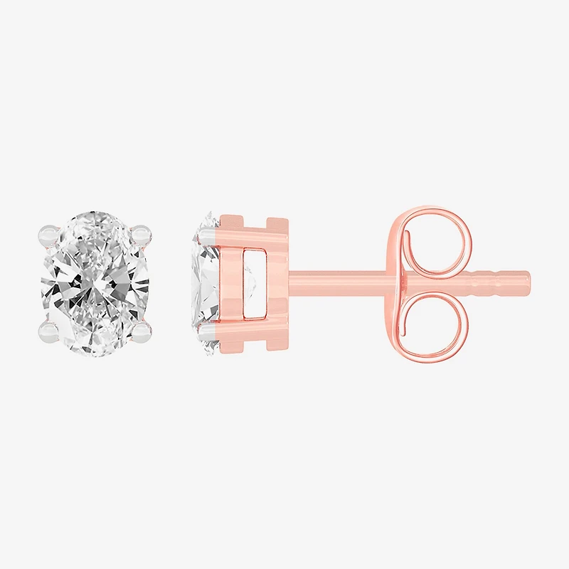 (H-I / SI1-SI2) 1/2 CT. T.W. Lab Grown White Diamond 14K Gold 4.6mm Oval Stud Earrings